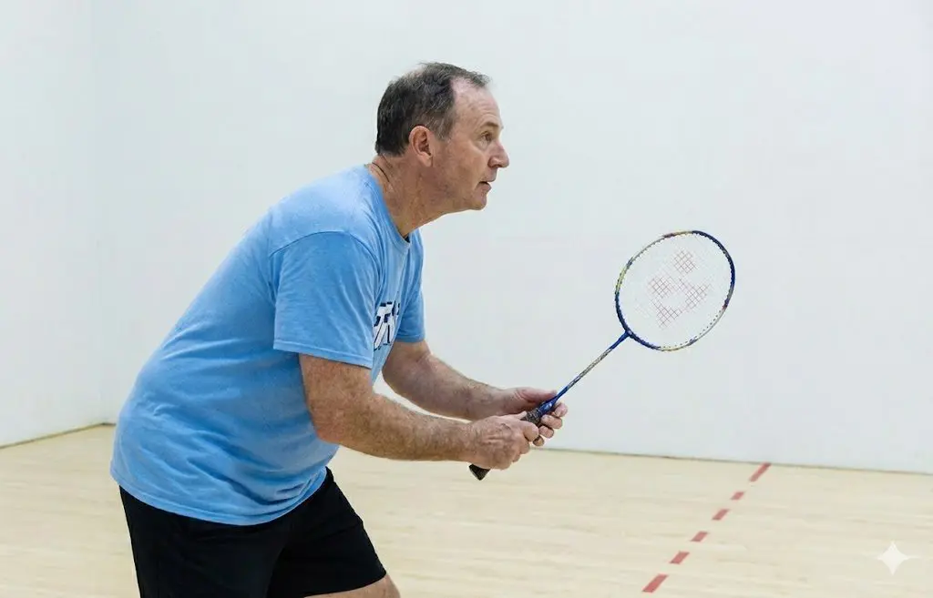 a person holding a racket