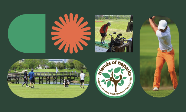 a collage of images of people playing golf