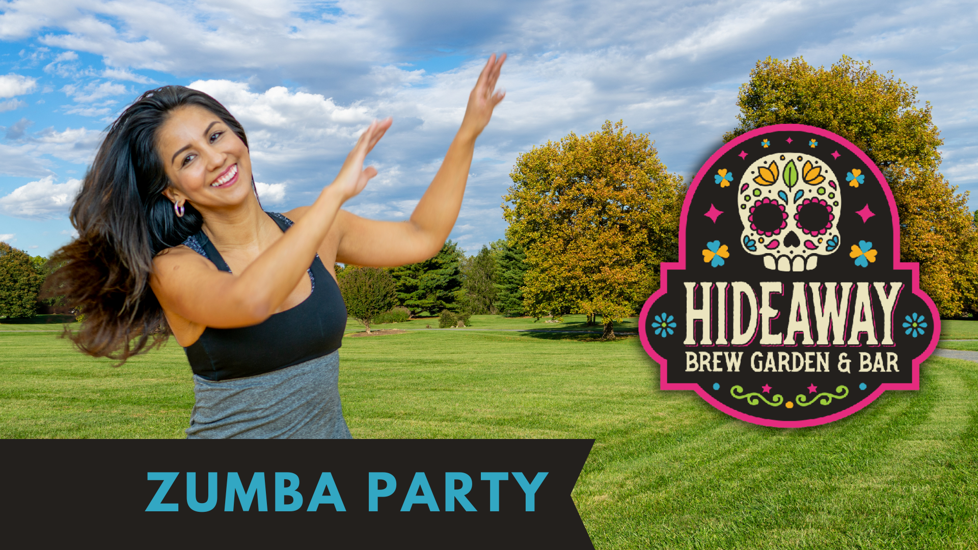 A woman taking a Zumba class in the park