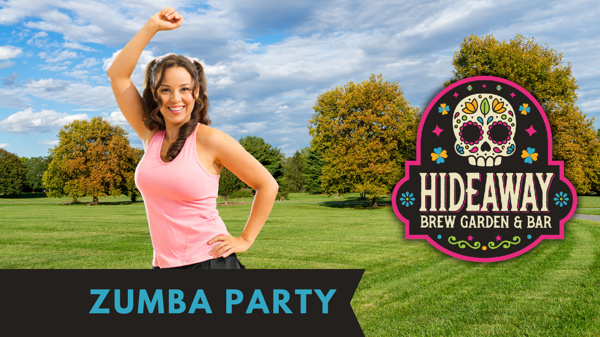 A woman taking a Zumba class in the park