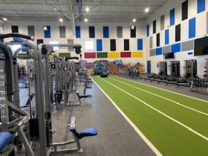New turf sledding area in new weight room expansion